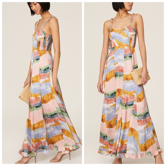 HUTCH Shyla Twist Strap Pastel Pink Yellow Dress Maxi Braided Strap - Size 10 - Picture 1 of 11